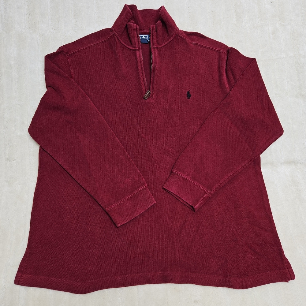 Polo Ralph Lauren Pullover Mens XL Red 1/4 Zip Cotton Classic Preppy Old Money